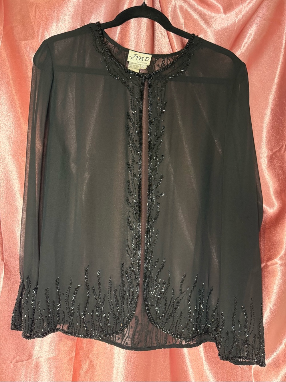 JMD Black Sheer Beaded Women's Blouse